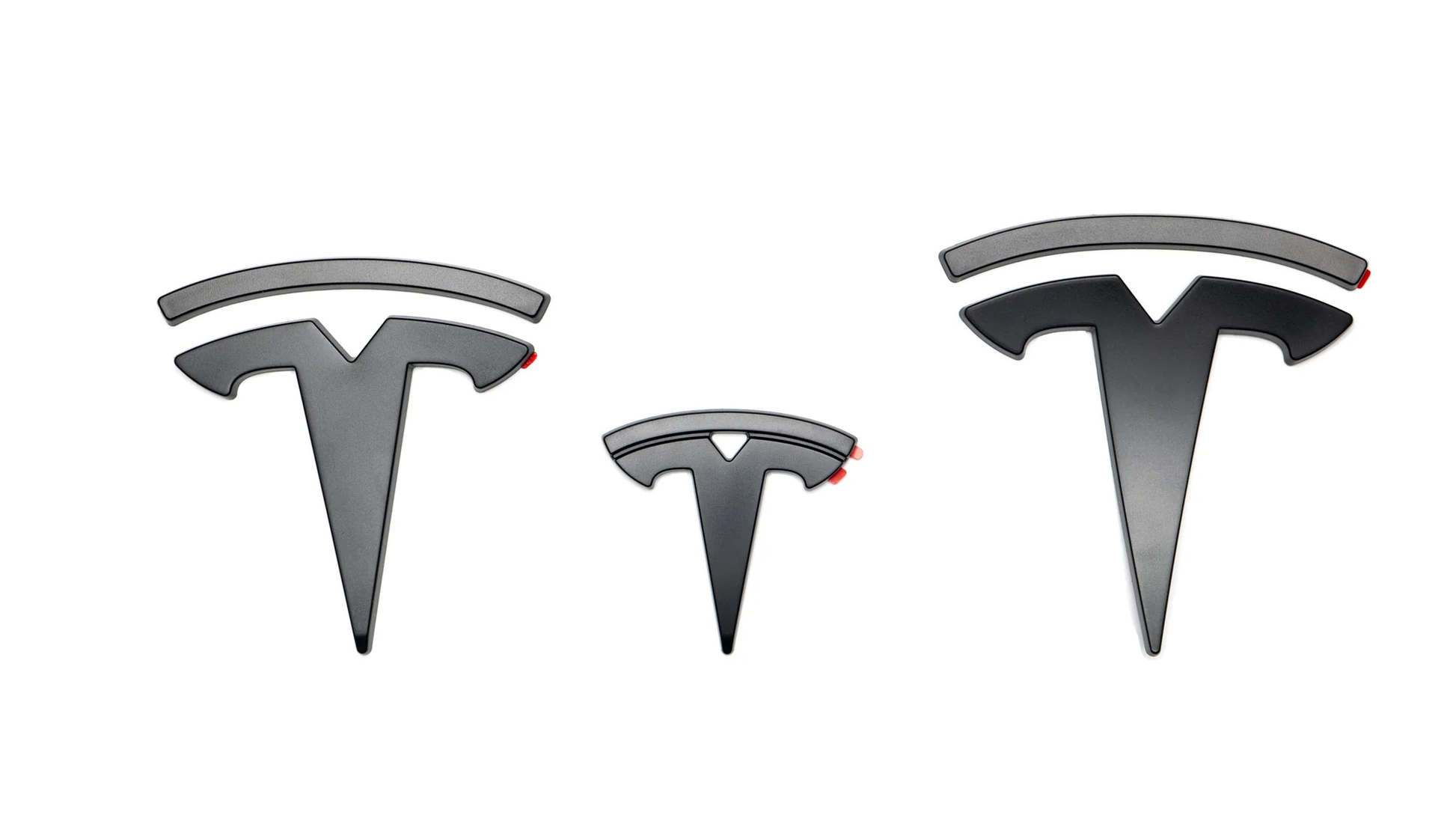 Stijlvolle matzwarte logo-emblemen voor Tesla Model 3, perfecte auto-upgrade in Nederland en België, eenvoudige installatie voor een unieke, uniforme look.