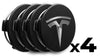 tesla model 3/Y/S wieldoppen-naafdoppen-set zwart met zilverkleurig logo, eenvoudig te installeren en biedt bescherming tegen vuil en water.