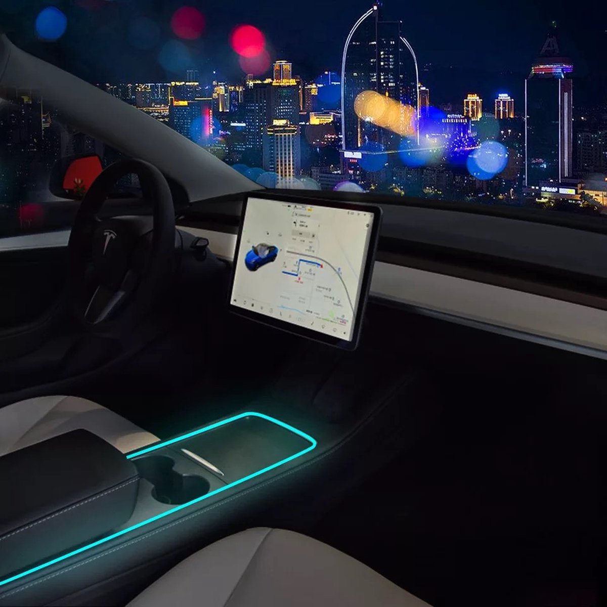 Tesla Model Y 3 Facelift Ambient Light Middenconsole LED Sfeer Binnen Verlichting Auto Accessoires
