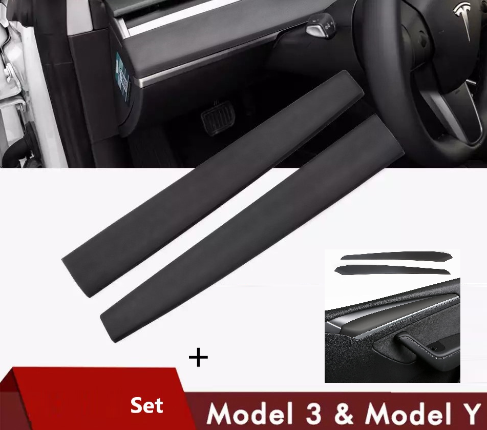 Tesla Model Y en 3 Mat Zwarte Panelen Middenconsole Dashboard Deurlijst Auto Interieur Accessoires