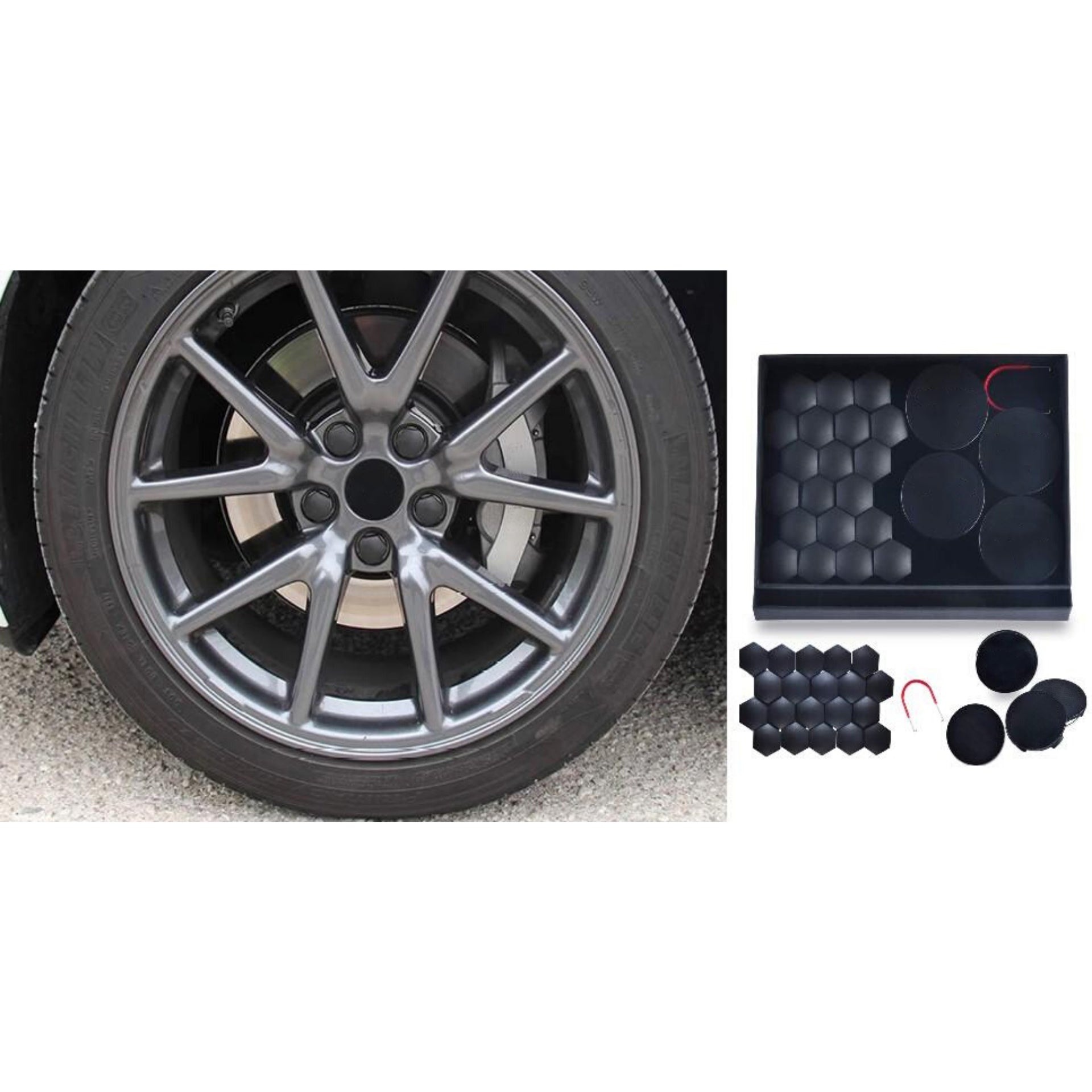 Tesla Model 3 S X Aero Wheel Cap Kit Wieldoppen Auto Accessoires Naafdoppen – OEM – Zwart Zilver
