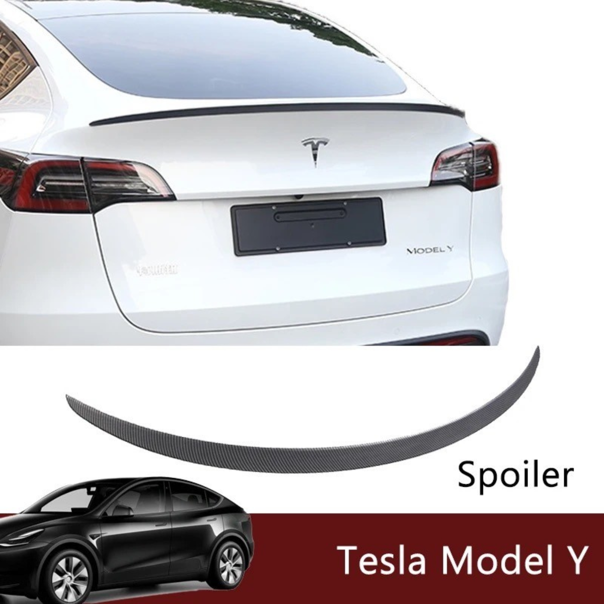 Tesla Model Y Spoiler Mat Zwart Mat Carbon Performance Achterspoiler Auto Exterieur Accessoires Nederland België