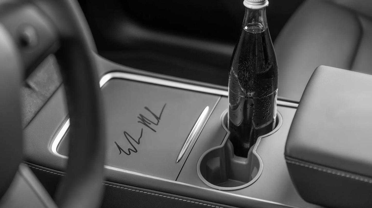 Stijlvolle grijze Tesla Model 3/Y bekerhouder inzetstuk met stevige grip voor bekers, flessen en blikjes, biedt extra opbergruimte en verhoogt het reisgemak.