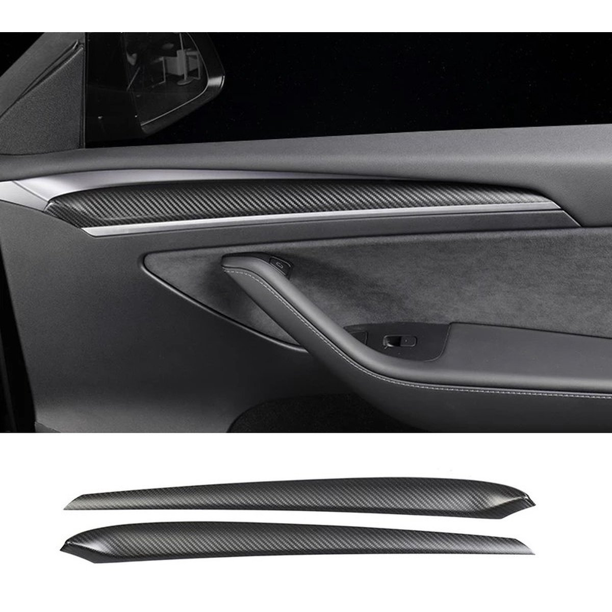 Tesla Model 3 Y Deurlijsten Mat Carbon Trim Cover Auto Interieur Accessoires Nederland België